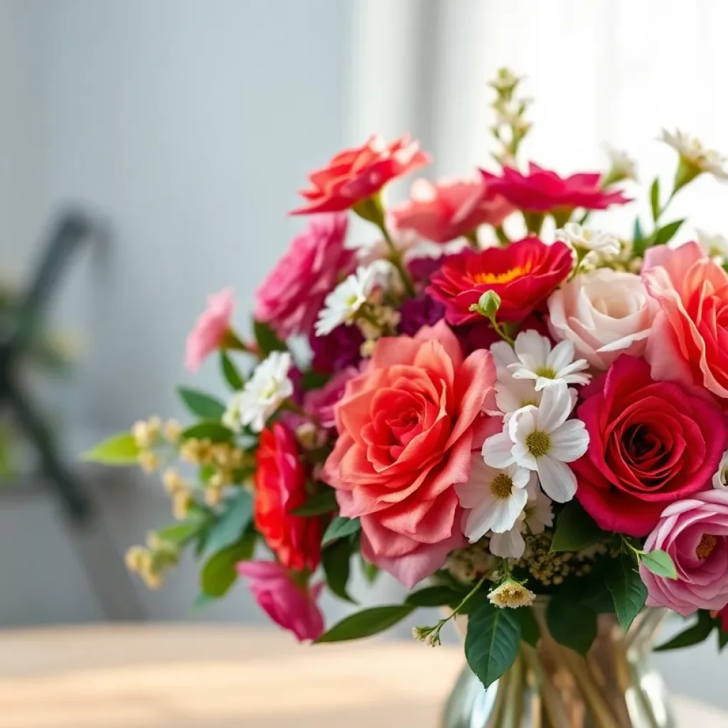 Beautiful floral arrangement dedicated to a centenarian