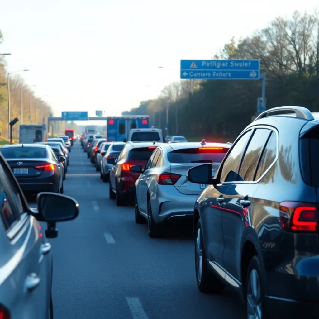 Traffic jam on I-95 South near Florence due to a crash