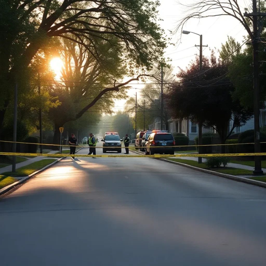 Police tape and emergency responders at a shooting scene in Florence