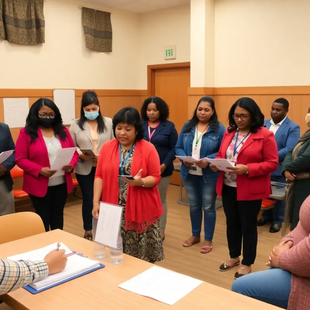 Diverse group of poll managers training in Florence County