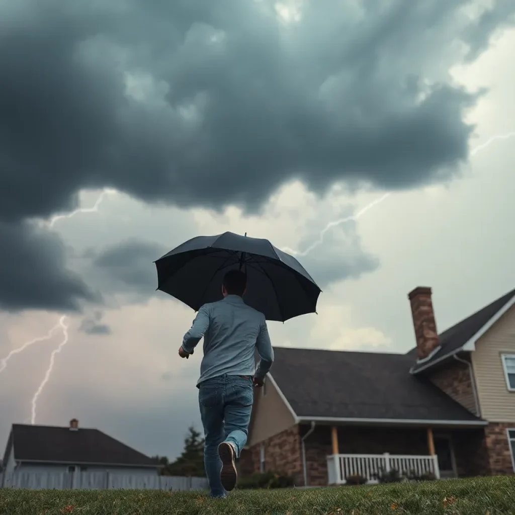 Cloudy stormy weather with lightning in Georgetown County