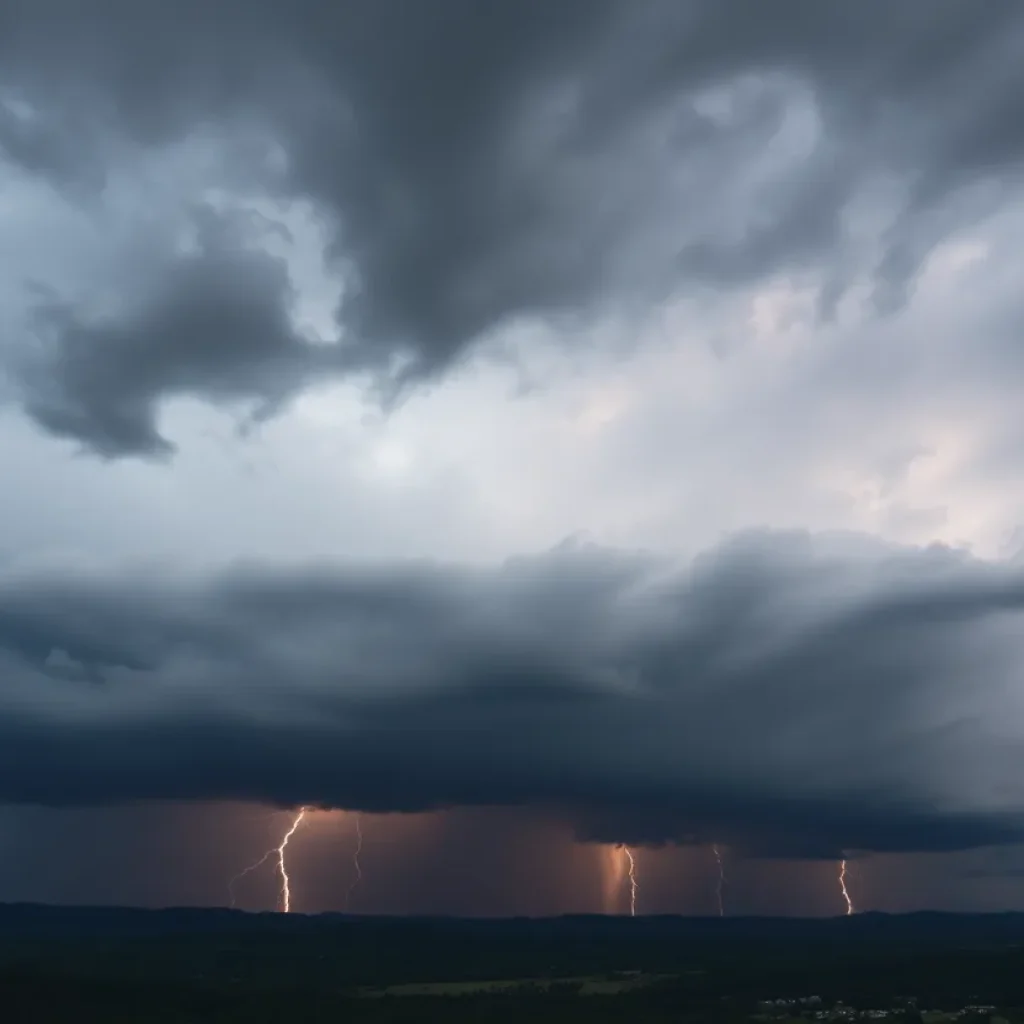 Stormy sky over Tennessee Valley indicating severe thunderstorms