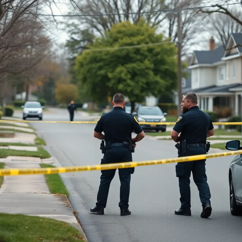 Police officers at a crime scene in Florence, South Carolina