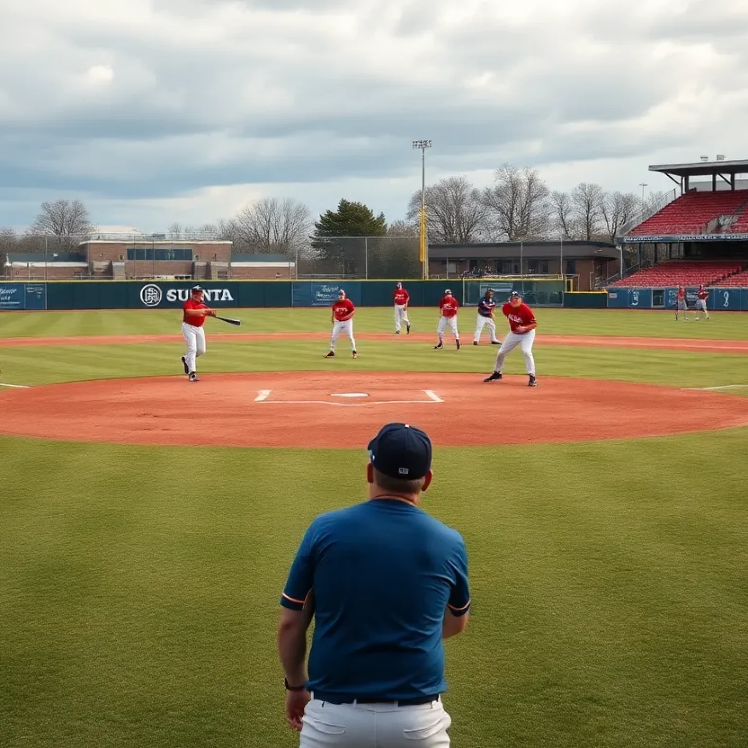 Catawba College baseball players in action during a game
