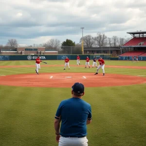 Catawba College baseball players in action during a game