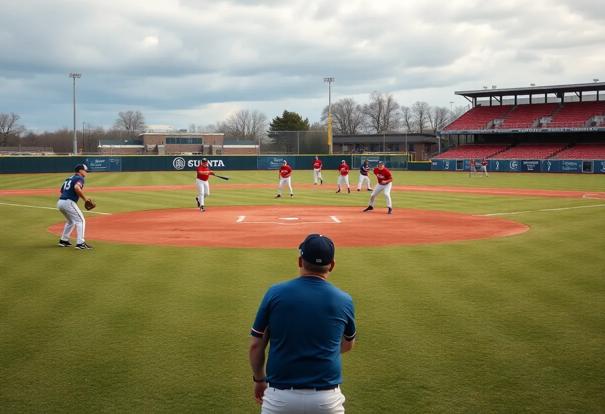 Catawba College baseball players in action during a game
