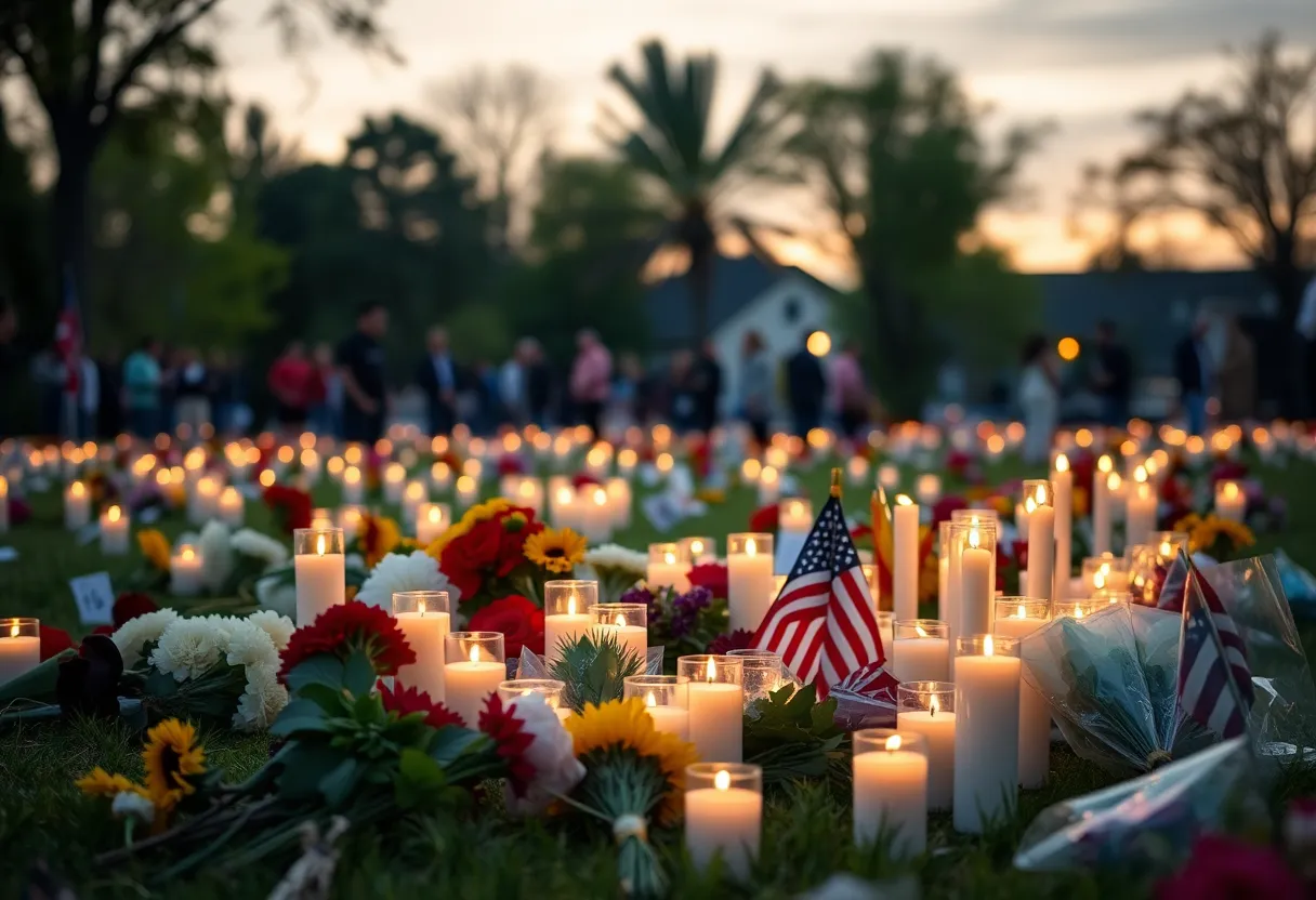 Community gathering in remembrance of fallen deputy