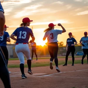 Emmanuel Softball team playing during a match.