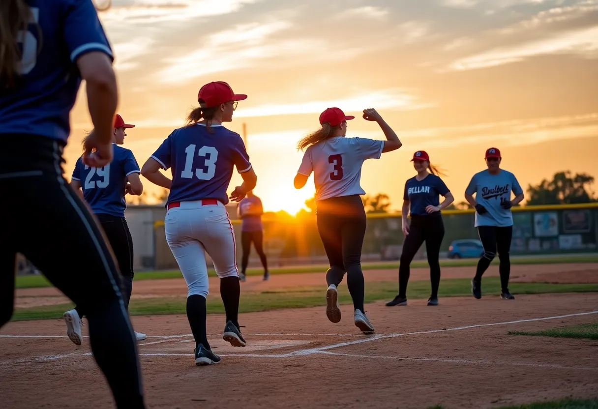 Emmanuel Softball team playing during a match.