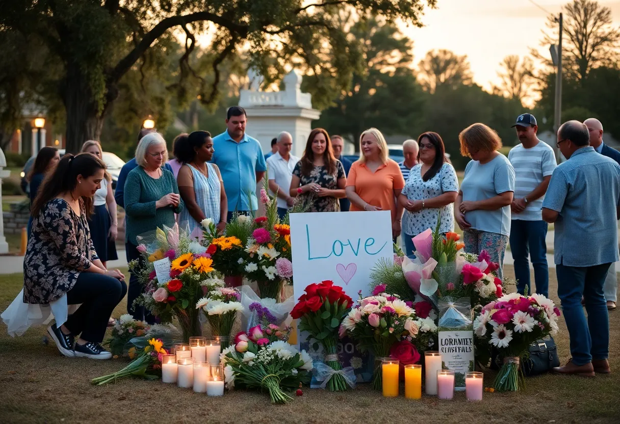 Community members honoring a beloved local figure in Florence