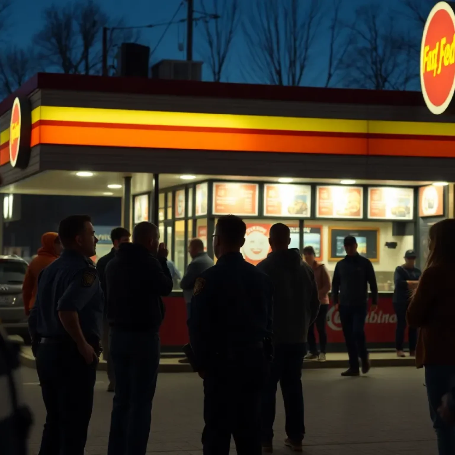 Police outside a fast food restaurant in Florence County after a shooting incident