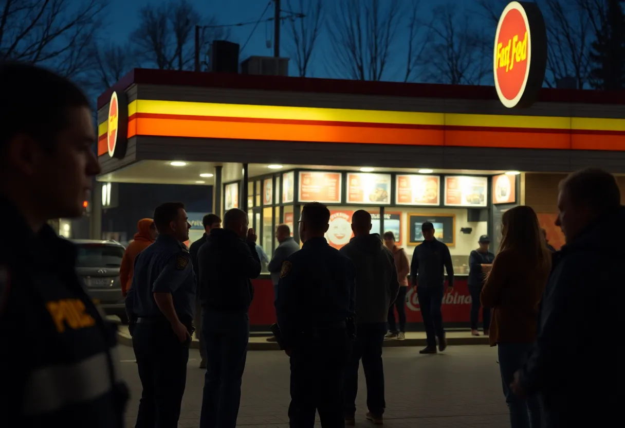 Police outside a fast food restaurant in Florence County after a shooting incident