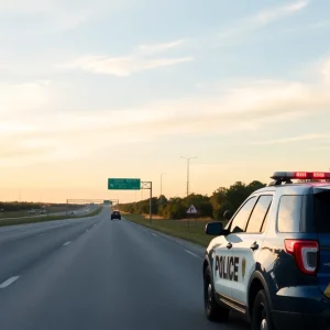 Highway in Florence County, SC with police vehicle