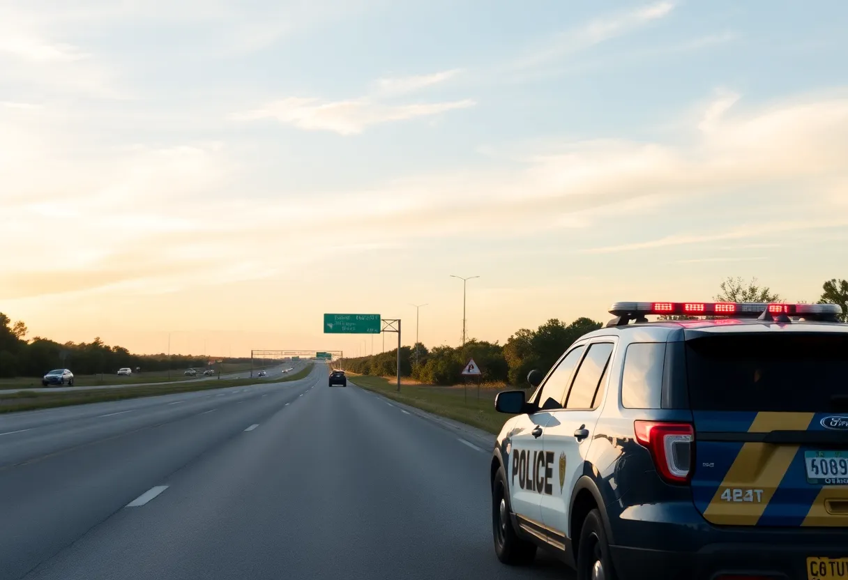Highway in Florence County, SC with police vehicle