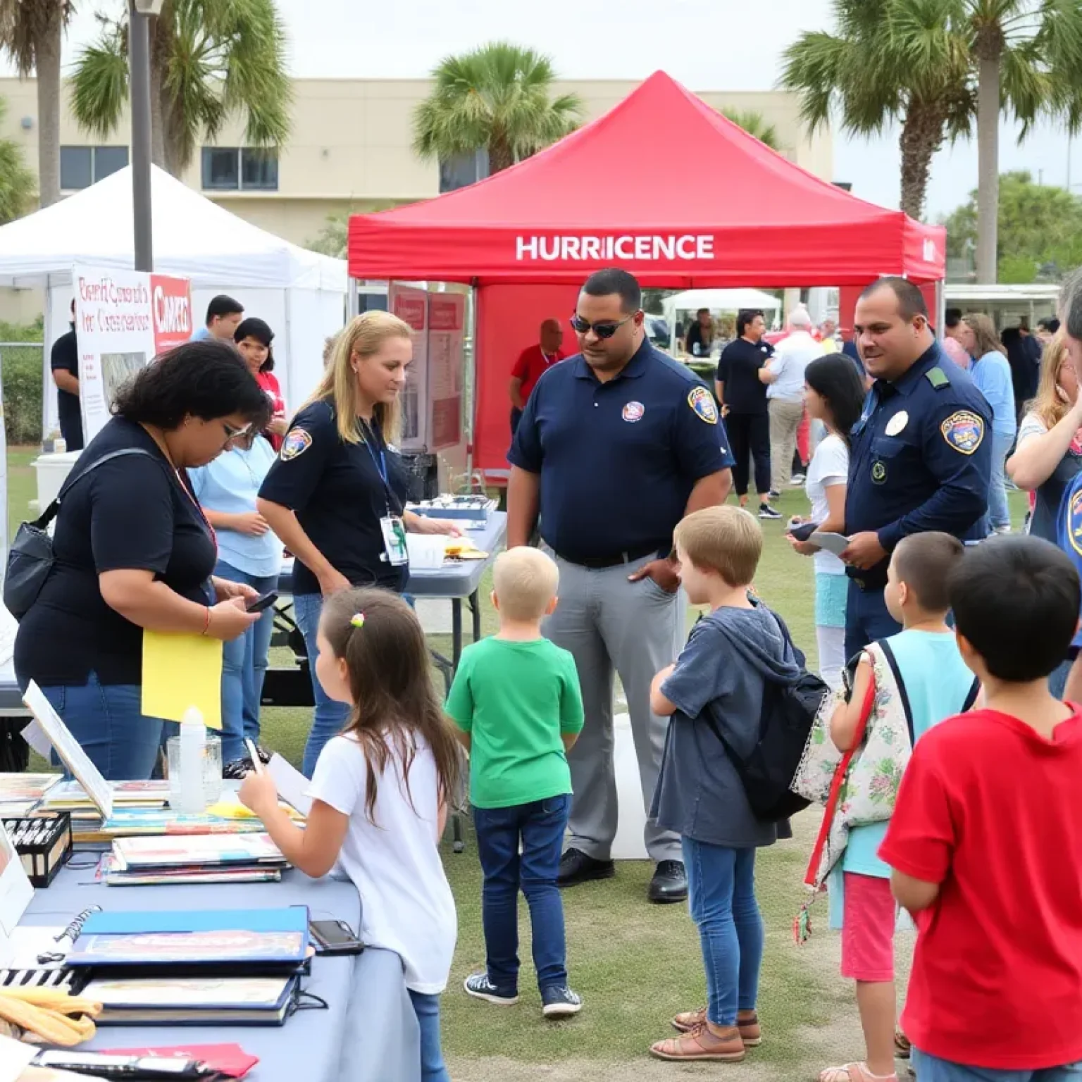 Community members at the Florence County Hurricane Preparedness Expo learning about disaster readiness.