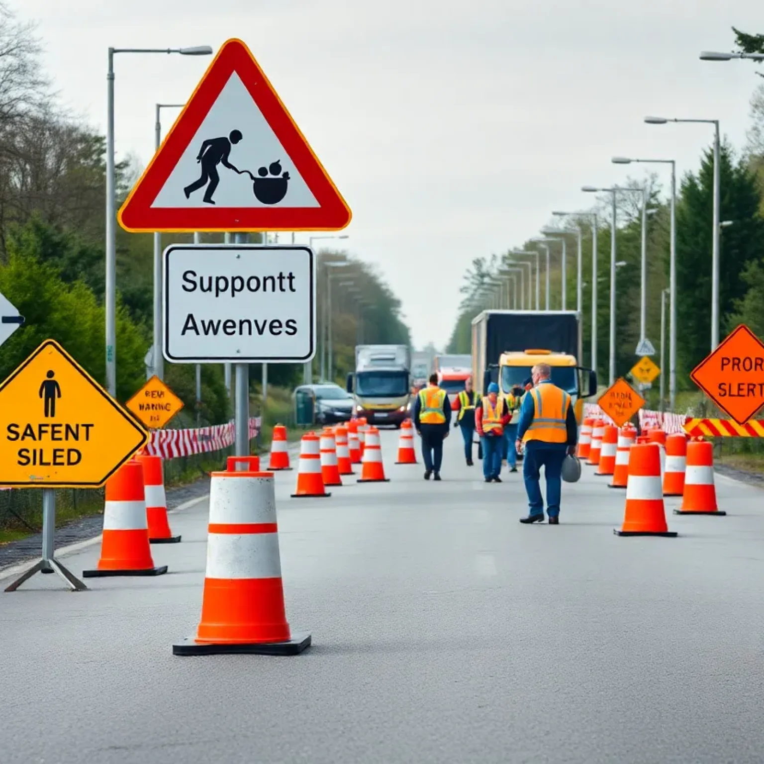 Construction site for road improvements in Florence County