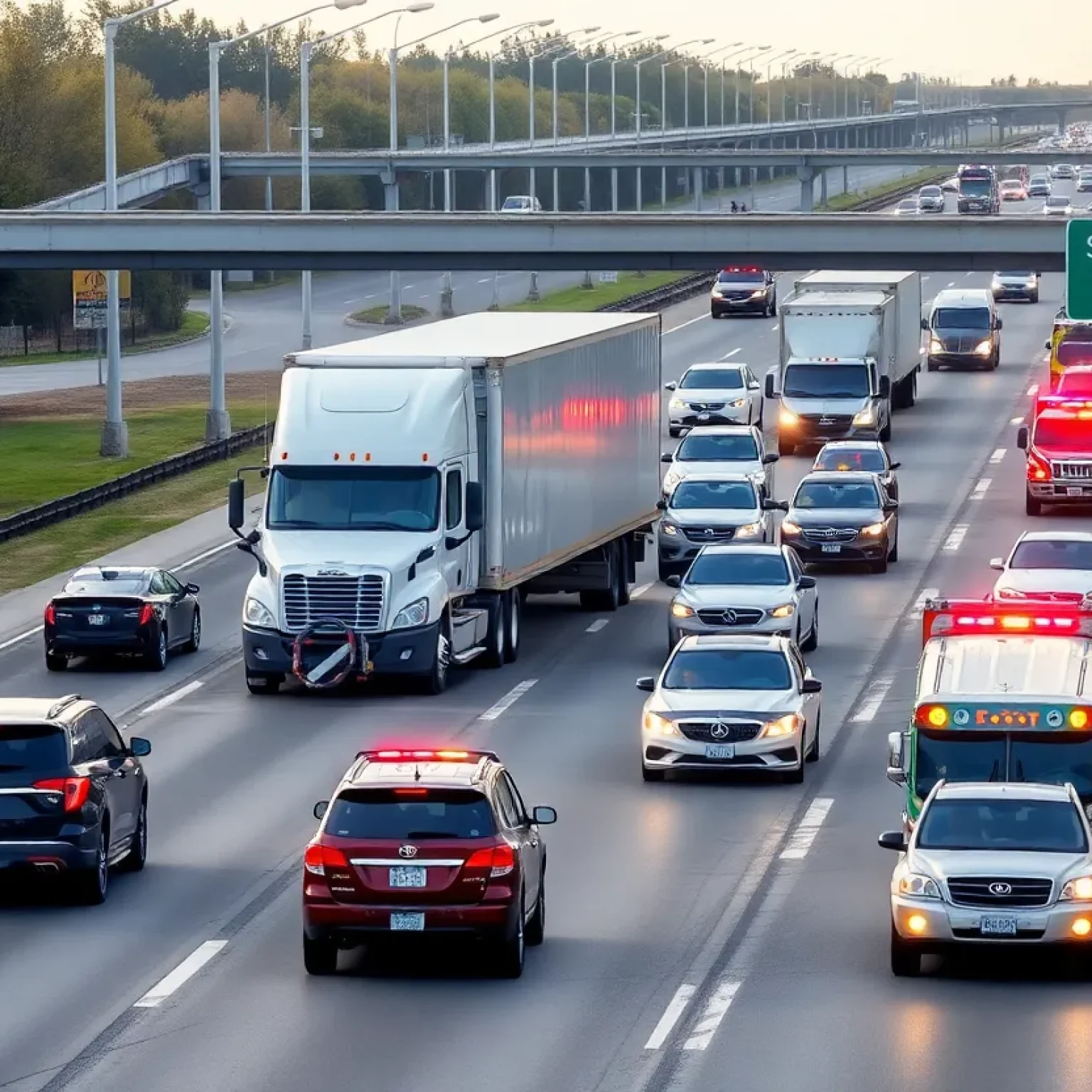 Three-vehicle crash involving tractor-trailer on I-95 in Florence, SC