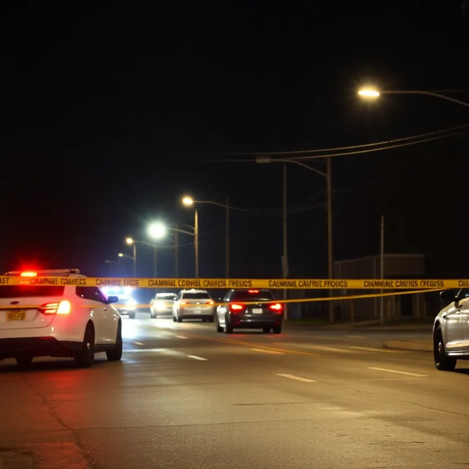 Police cars and caution tape in Florence SC at a crime scene