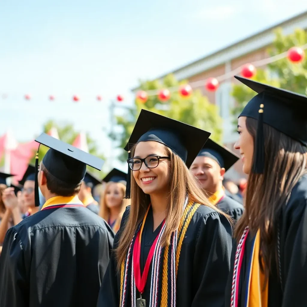 Graduates celebrating at Francis Marion University commencement ceremony