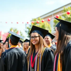 Graduates celebrating at Francis Marion University commencement ceremony