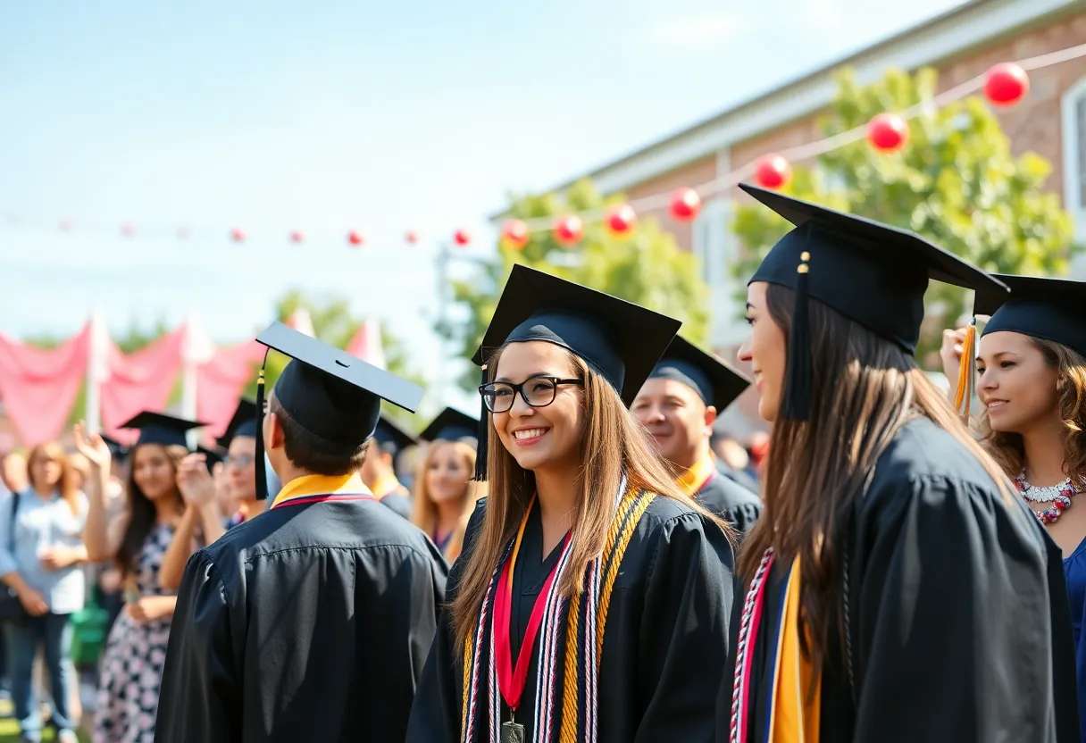 Graduates celebrating at Francis Marion University commencement ceremony