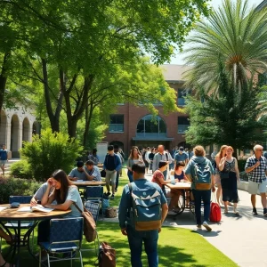 Students at FMU engaged in academic activities on campus during summer.