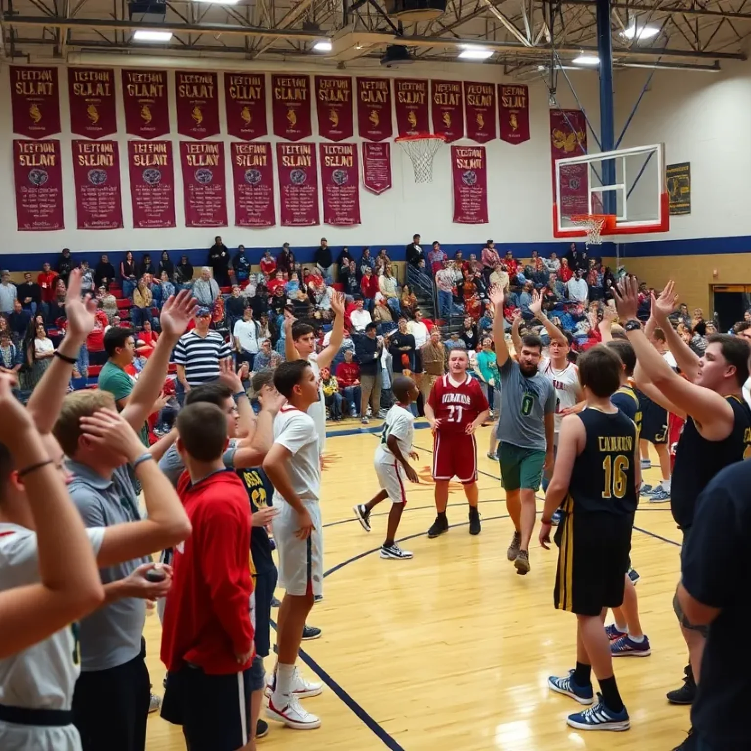 High school basketball teams competing in finals