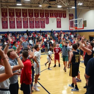 High school basketball teams competing in finals