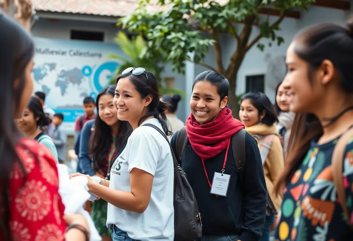 Young adults participating in mission work in a diverse cultural setting