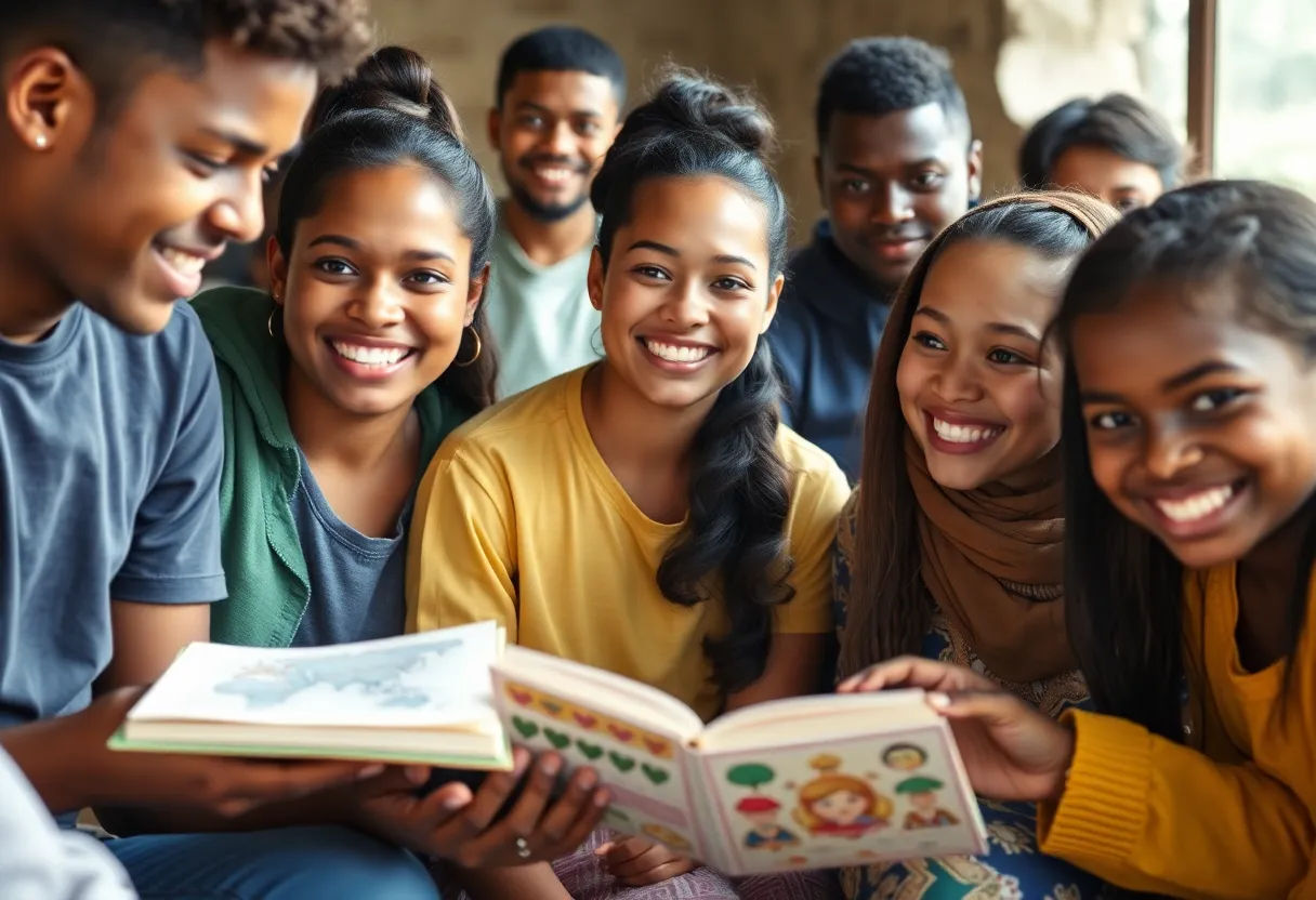 Young adults participating in mission work abroad