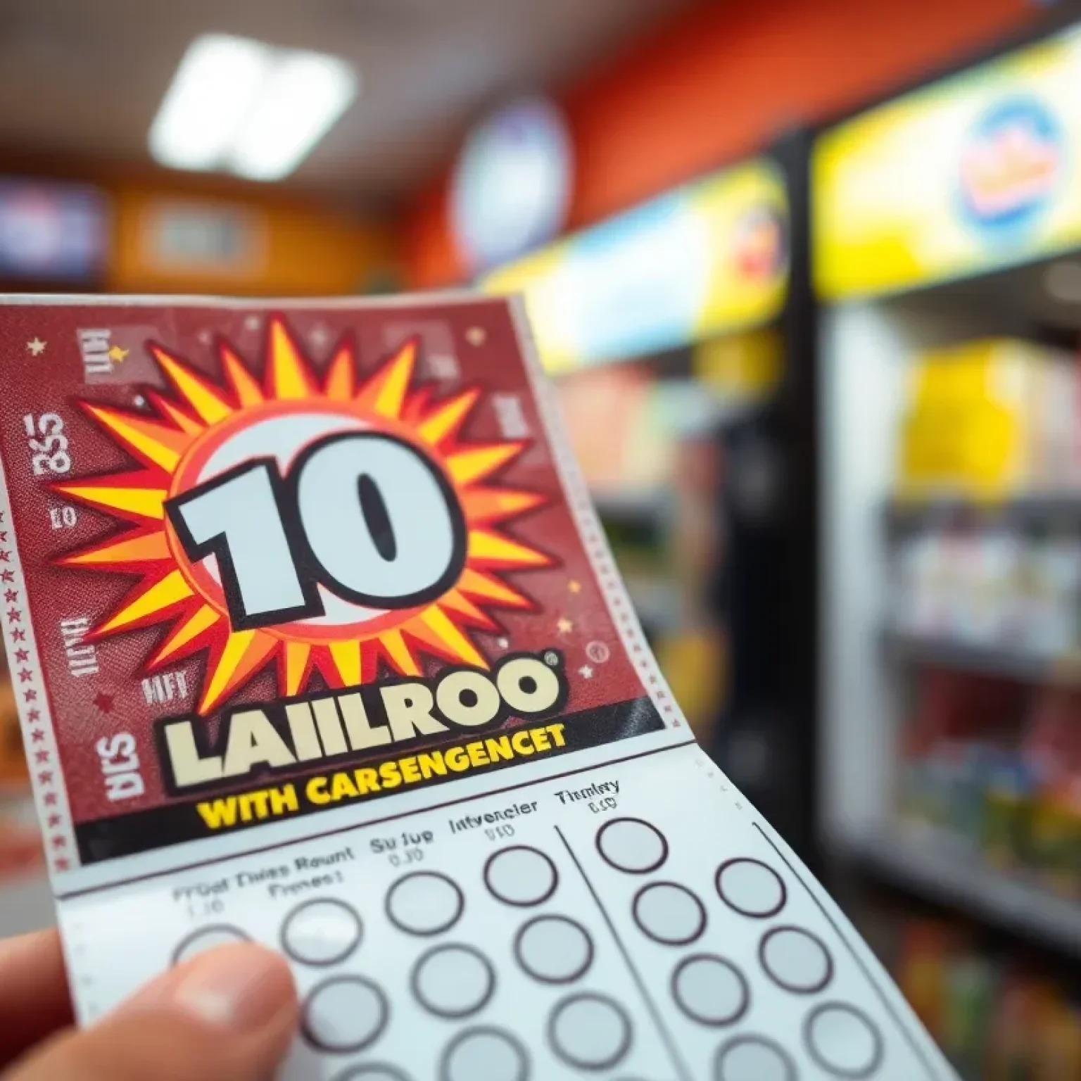 A colorful scratch-off lottery ticket representing a jackpot win.