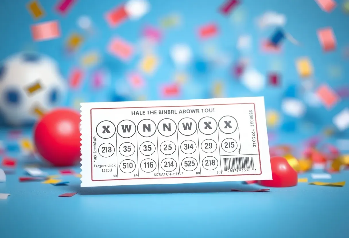 Celebration of a lottery winning scratch-off ticket
