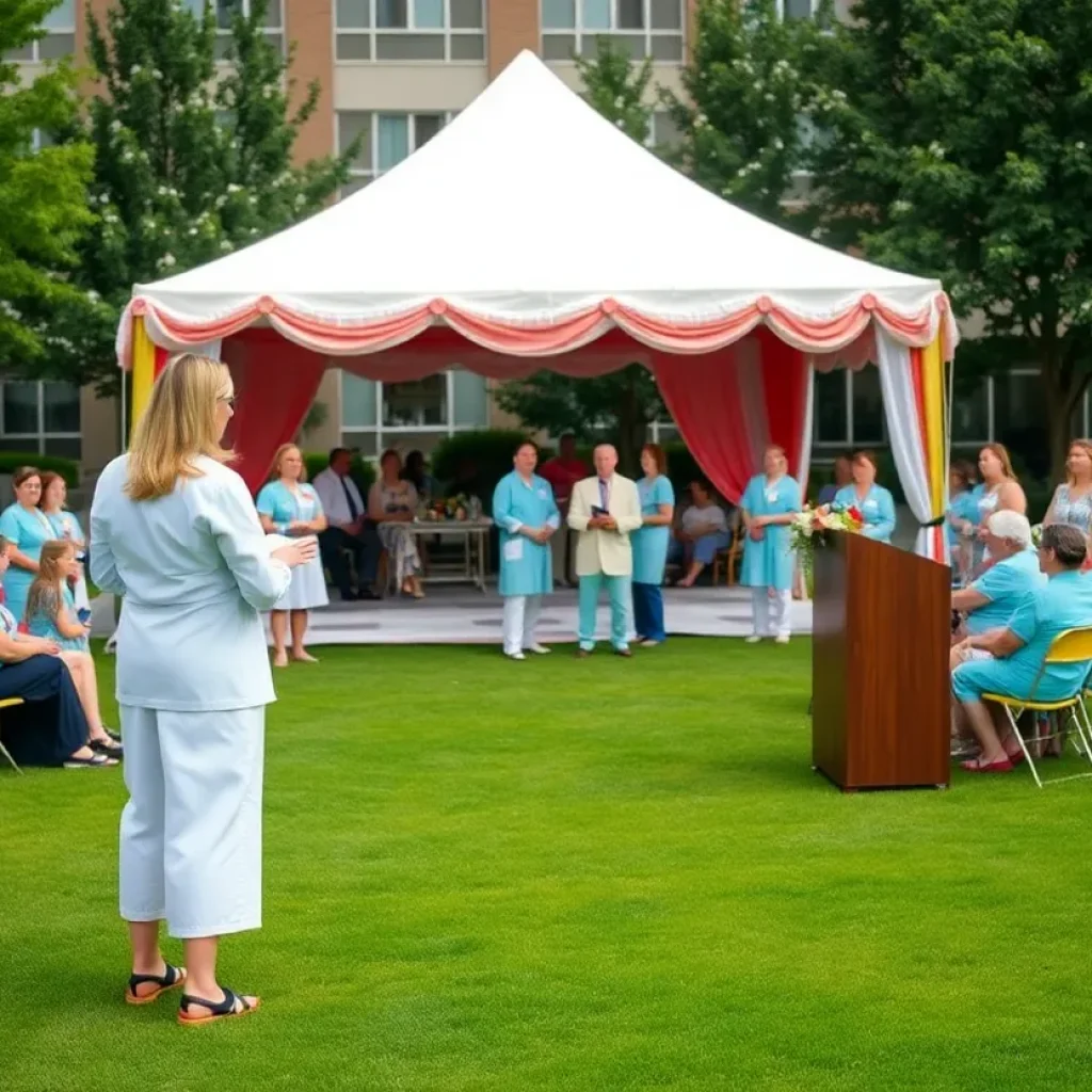 Audience at McLeod Health nursing awards ceremony with a tent setup.