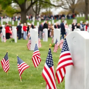 Crowd gathered at Florence National Cemetery for Memorial Day ceremony