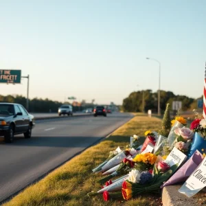 Roadside memorial for a dedicated deputy honoring his service.