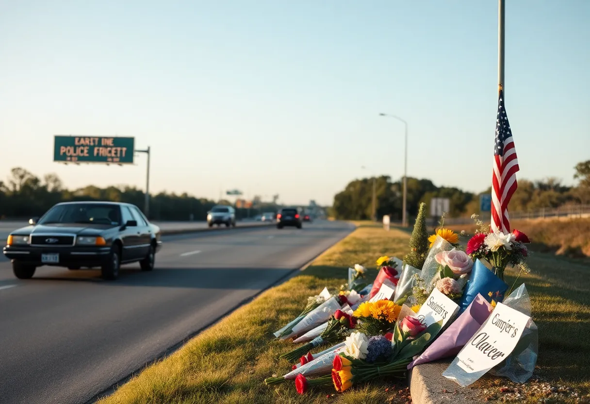 Roadside memorial for a dedicated deputy honoring his service.
