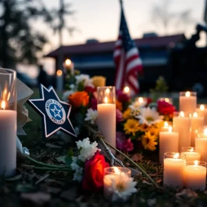 Candlelight memorial for a law enforcement officer