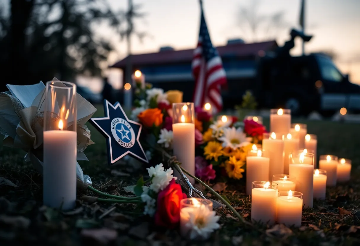 Candlelight memorial for a law enforcement officer