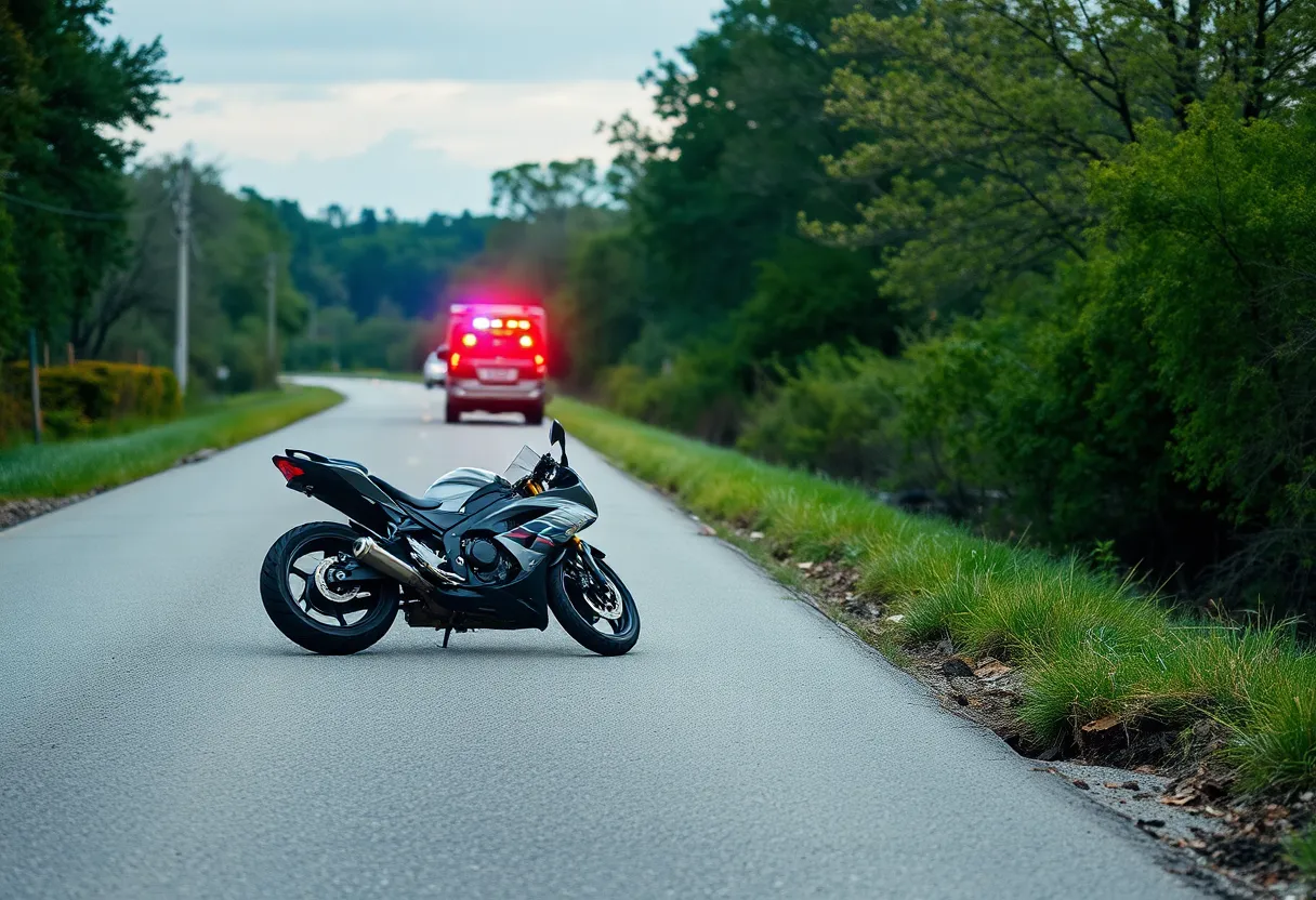 Scene of a motorcycle accident on Poston Corner Road