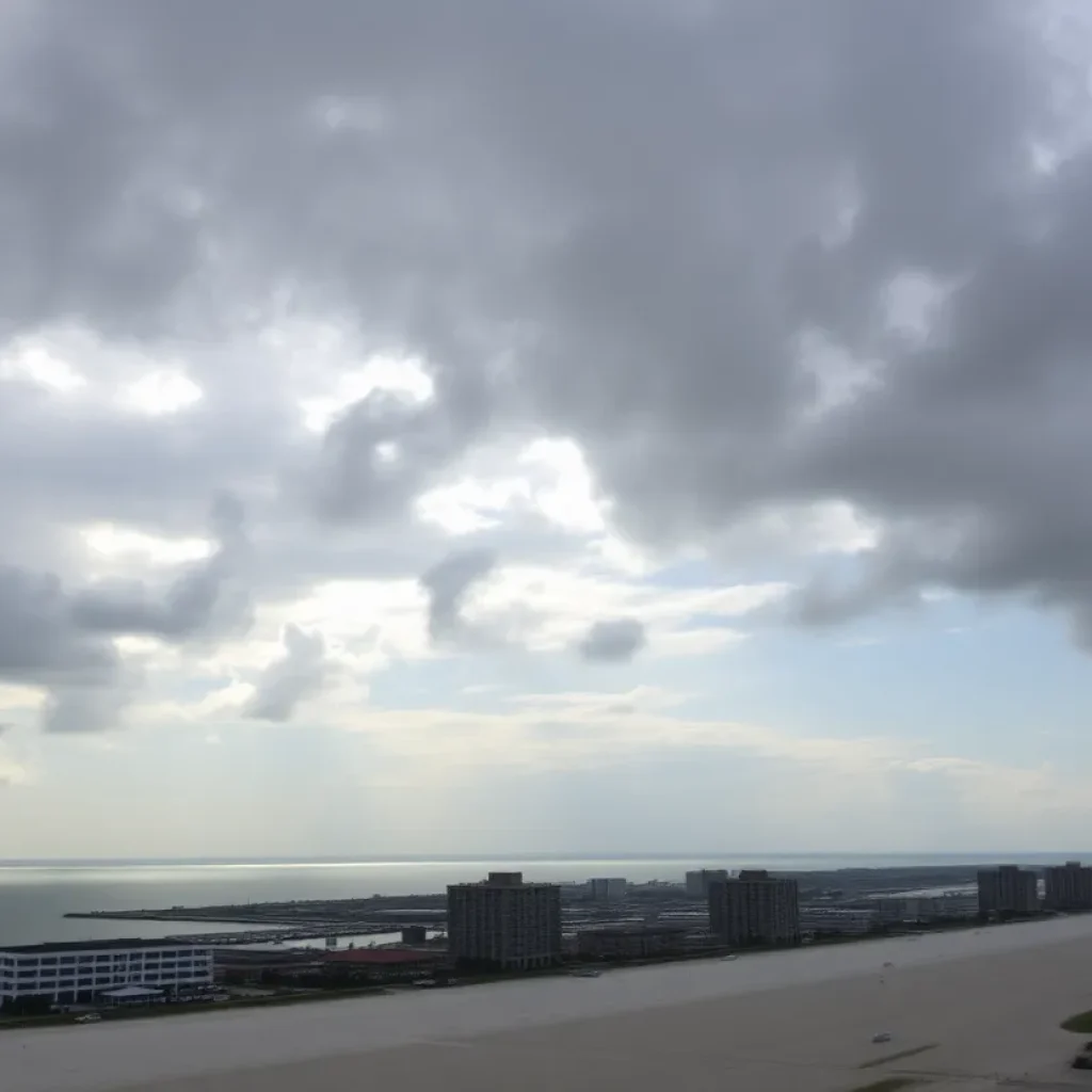 Panoramic view of Myrtle Beach under cloudy skies