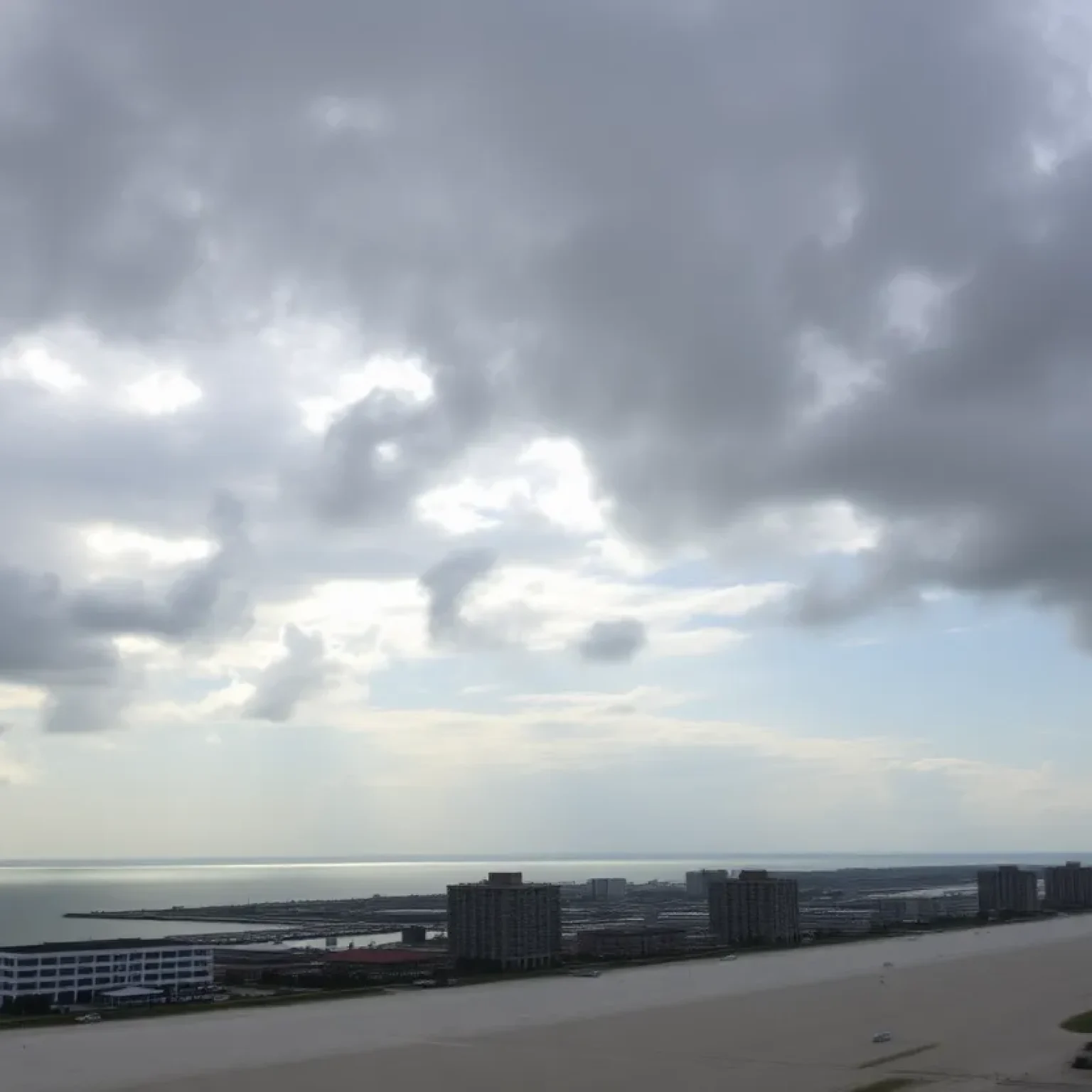Panoramic view of Myrtle Beach under cloudy skies