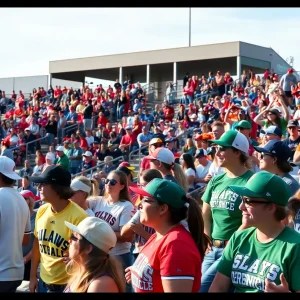 Fans cheering at NCAA II Softball Super Regional