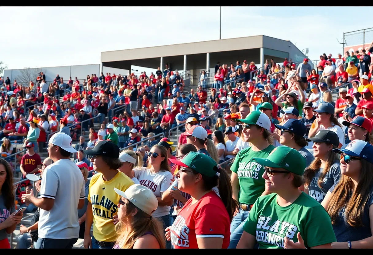 Fans cheering at NCAA II Softball Super Regional