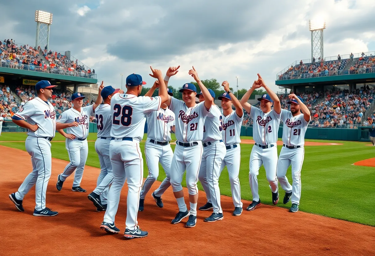 South Florence baseball team celebrating a victory on the field