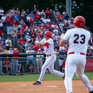 Players from West Florence baseball team competing in a playoff game