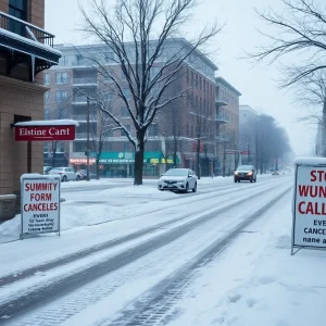 Snowy streets in Florence during a winter storm