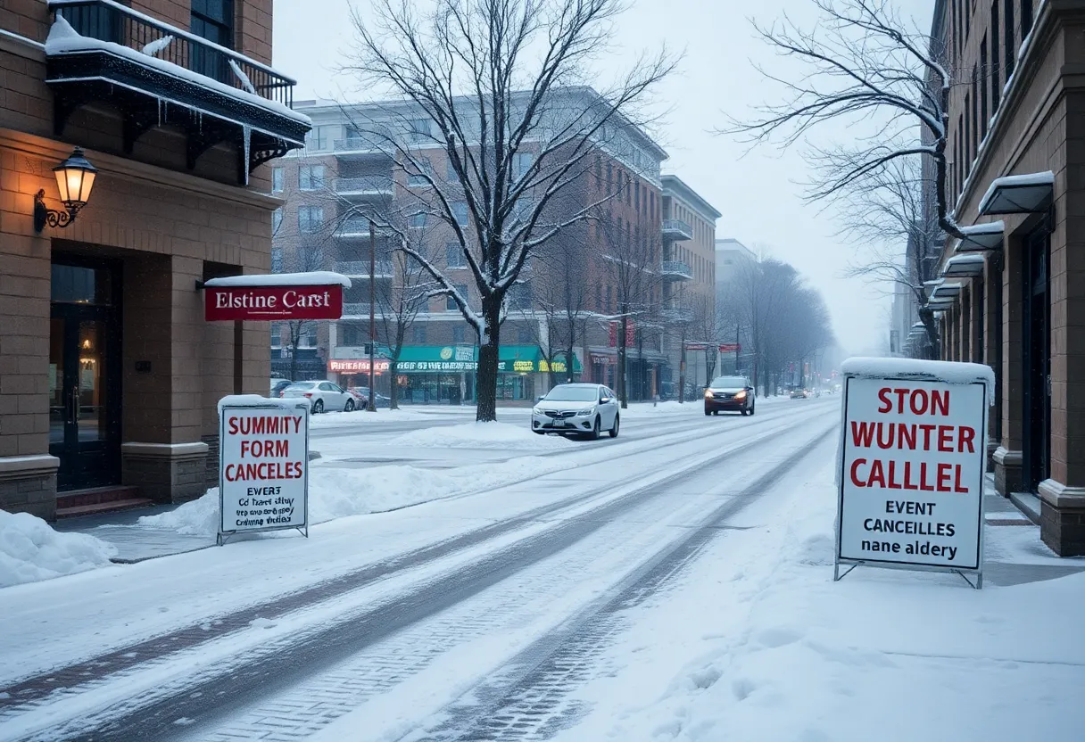Snowy streets in Florence during a winter storm
