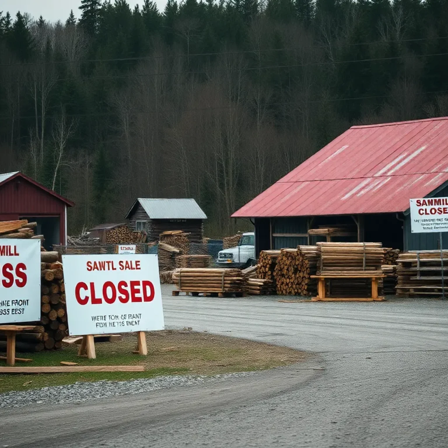 Closed sawmill site of Canfor in Darlington, South Carolina