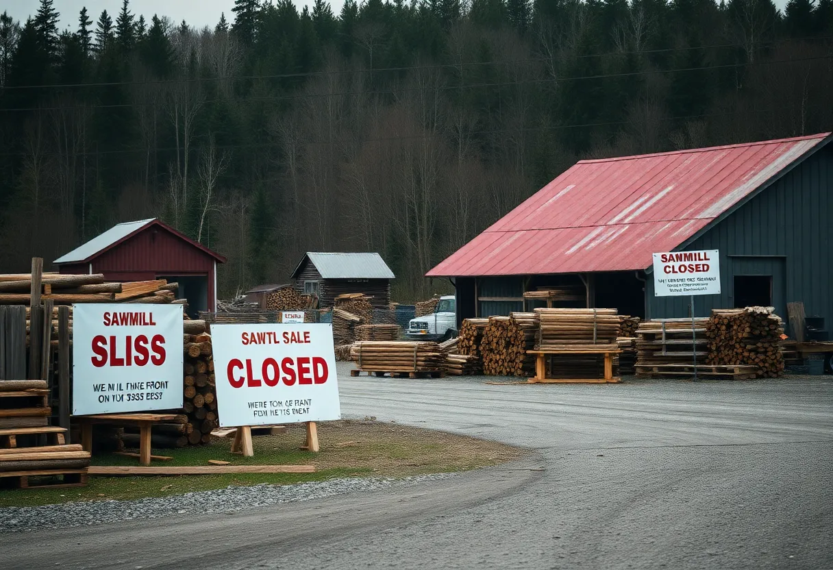 Closed sawmill site of Canfor in Darlington, South Carolina