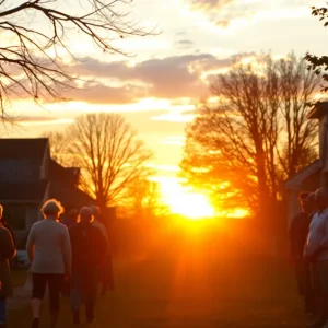 Community tribute scene for Margaret Harrison